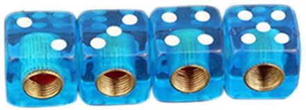 4 Pcs Dice Vorm Auto Vrachtwagen Wiel Bandventieldop Steel Cover Stofkap Fiets Ventiel lucht blauw