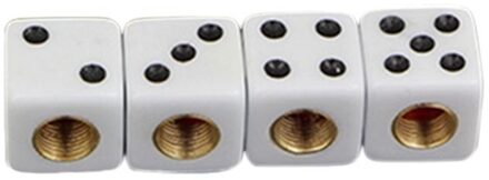 4 Pcs Dice Vorm Auto Vrachtwagen Wiel Bandventieldop Steel Cover Stofkap Fiets Ventiel wit