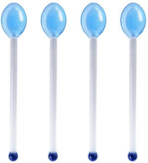 4 Pcs Hittebestendige Glas Lepels Clear Koffie Lepel Lange Handvat Dessert Lepel Clear Koffie Lepel blauw