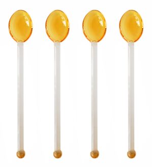 4 Pcs Hittebestendige Glas Lepels Clear Koffie Lepel Lange Handvat Dessert Lepel Clear Koffie Lepel geel