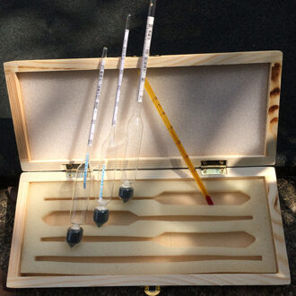 4 Pcs Hydrometer Alcoholmeter Set 0 Tot 100% Alcohol Meter Tester + Thermometer Wijn Meter Vintage Alcohol Concentratie Meter Tool