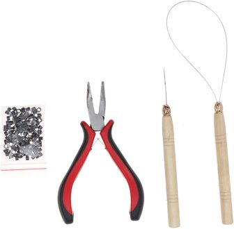 4 pcs/kit voor Micro Ring Link Hair Extensions Gereedschap Buigen Tangen Micro Trekken Naald Loop Threader