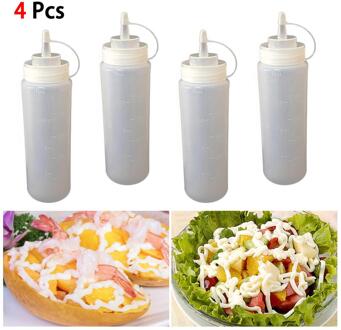 4 Pcs Knijp Squirt Kruiderij Flessen Met Twist Op Cap Deksels Ketchup Mosterd Mayo Sauzen Olijfolie Flessen Keuken gadget