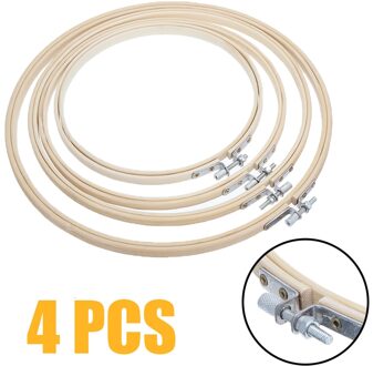 4 Pcs Kruissteek Hoepel Natuurlijke Bamboe Houten Naaien Borduren Kruissteek Ring Hoepel Ambachten Diy Naald Handgemaakte Craft Naaien