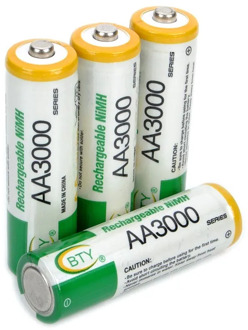 4 PCS/ lot BTY Rechargeable 1.2V 3000mAh Ni-MH AA Batteries NiMH AA Battery for flashlights, toys and electronic devices
