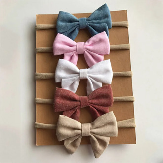 4 Pcs/lot High Quality Handmade solid Nylon Headband Bow Headbands For cute Kids Girls Hair Accessories Headwear cloth head band