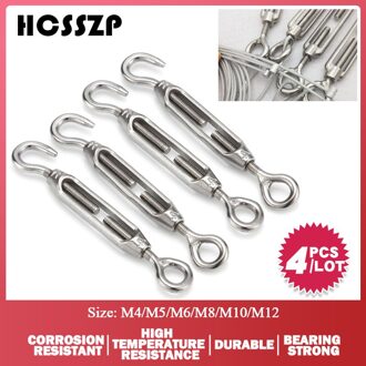 4 Pcs M4/M5/M6/M8/M10/M12 Eye Haak Spanschroef Rvs 316 Verstelbare chain Rigging Haak Draaien Keten Draad Touw Spanner