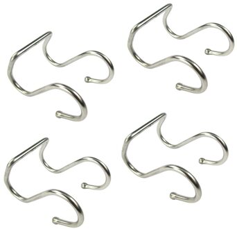 4 Pcs Opslag Haken Dubbele S Vorm Deur Terug Roestvrij Staal Opbergrek Opknoping Plank Organizer voor Kantoor Badkamer