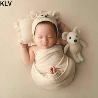 4 Pcs/Set Baby Hat Pillow Wrap Blanket Newborn Photography Props Infants Photo Shooting Accessories
