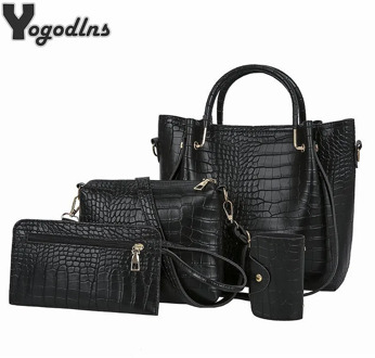 4 pcs/set Bucket Bag Women PU Leather Handbags and Purse Casual Luxury Brand Shoulder Crossbody Bags Women Top-Handle Bag Bolsa