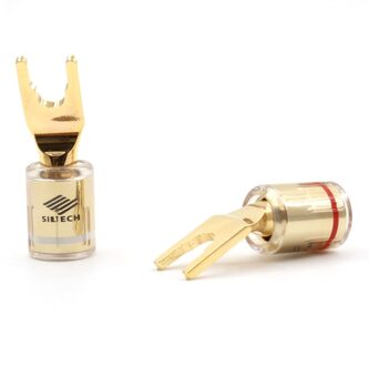 4 Pcs Siltech Hi-End Zuiver Koper Plug Vergulde Spade Vork Plug Speaker Schroef Lock Connector