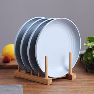 4 Pcs Tarwe Stro Bestek Plaat Huishoudelijke Creatieve Schotel Plaat Set Fruitschaal Schotel Koken Plaat 9 Inches blauw