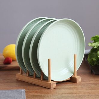 4 Pcs Tarwe Stro Bestek Plaat Huishoudelijke Creatieve Schotel Plaat Set Fruitschaal Schotel Koken Plaat 9 Inches groen