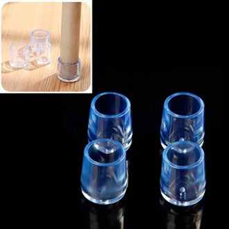 4 Pcs Transparent Rubber Furniture Table Chair Leg Floor Feet Cap Cover Protect