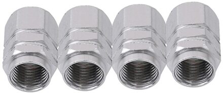 4 Pcs Tubeless Tyre Wheel Stem Air Valve Caps Auto Ventieldopjes Auto Truck Bike Mtb Dust Stofdicht Caps zilver