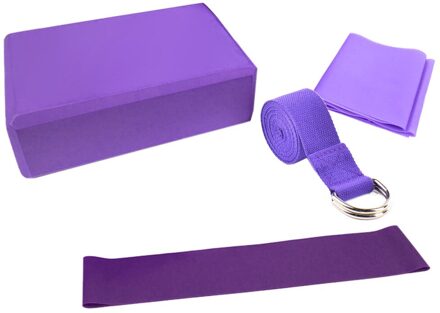 4 Pcs Yoga Apparatuur Set Yoga Blokken Stretching Strap Weerstand Loop Band Oefening Band Yoga Mat Blok Stretching Band Beige