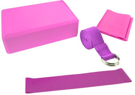 4 Pcs Yoga Apparatuur Set Yoga Blokken Stretching Strap Weerstand Loop Band Oefening Band Yoga Mat Blok Stretching Band zwart