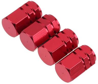 4 Pieces Tire Stem Valve Caps Wheel Valve Covers Car Dustproof Tire Cap for Bike Bicycle Hexagon Shape (Red)