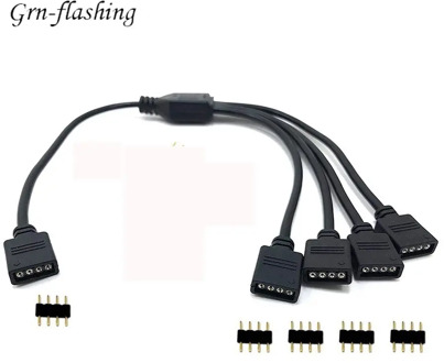 4 Pins RGB LED tape Connector 1 to 1 2 3 4 5 plug power Splitter Cable 4pin needle female Connector wire for RGB Led Strip Light