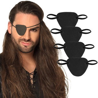 4 Piratenooglapjes Basic Zwart