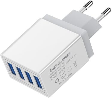 4 Poorten Usb Charger 5.1A Snel Opladen Telefoon Lading Adapter Eu/Vs Lader Voor Iphone 11 X Xs xr Max Samsung Huawei Xiaomi wit for EU