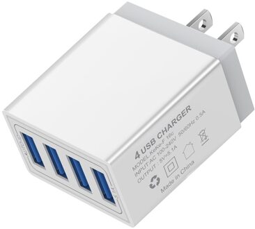 4 Poorten Usb Charger 5.1A Snel Opladen Telefoon Lading Adapter Eu/Vs Lader Voor Iphone 11 X Xs xr Max Samsung Huawei Xiaomi wit for US