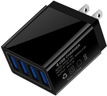 4 Poorten Usb Charger 5.1A Snel Opladen Telefoon Lading Adapter Eu/Vs Lader Voor Iphone 11 X Xs xr Max Samsung Huawei Xiaomi zwart for US