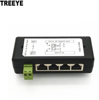 4 Port Poe Injector 4CH Poe Power Adapter Ethernet Voeding Pin 4,5(+)/7,8(-) Input DC12V-DC48V Voor Ip Camera