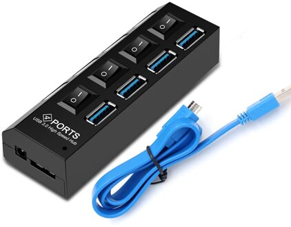 4 Port Usb Hub 3.0 True Usb 3.0 Hub Hoge Snelheid Usb Splitter Converter Met Aparte Schakelaar Plug & Play usb Adapter