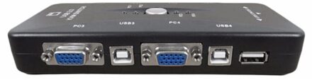 4 Port Video Kabel Draagbare Kvm Vga Splitter Anti-Interferentie Schakelaar Computer Verbinding Duurzaam Laptop Stabiele Overdracht Data met Cables
