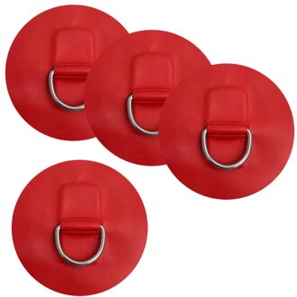 4 Rvs D-Ring Pad Patch Voor Pvc Opblaasbare Boot Rubberboot Vlot Kajak rood