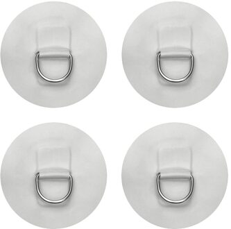 4 Rvs D-Ring Pad Patch Voor Pvc Opblaasbare Boot Rubberboot Vlot Kajak wit