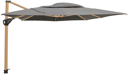 4-Seasons Hacienda zweefparasol 300 x 400 cm. Woodlook - Charcoal Antraciet