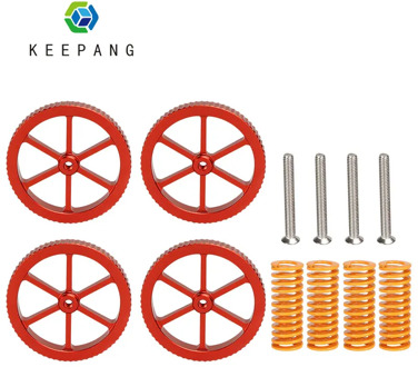 4 set Aluminum alloy Leveling Nuts Kit for Adjustment Red Nut 4 8*25 Springs 4 M4 Screw For 3D Printer Ender 3 CR10 Heatbed