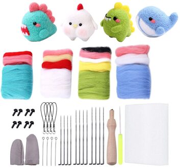 4 Set Beginners Naaldvilten Kit Schattige Wol Vilten Starter Diy Dier Kit