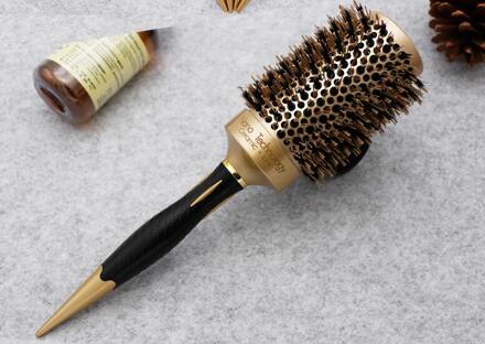 4 Set Differen Duurzame Keramische Ijzer Aluminium Buis Goud Ronde Kam Haar Dressing Borstel Salon Styling Vat nee.53 goud zwart