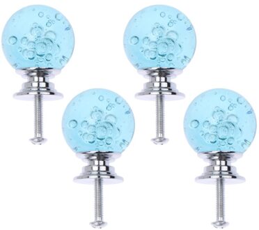 4 Set Single Hole Silver Base Lade Knop Bubble Bal Kast Lade Deurklink Met Schroeven Voor Home Office (wit, 1 Schroef, 4 blauw