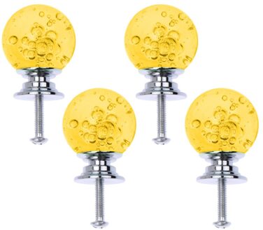4 Set Single Hole Silver Base Lade Knop Bubble Bal Kast Lade Deurklink Met Schroeven Voor Home Office (wit, 1 Schroef, 4 geel