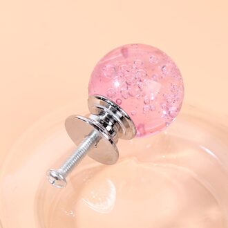 4 Set Single Hole Silver Base Lade Knop Bubble Bal Kast Lade Deurklink Met Schroeven Voor Home Office (wit, 1 Schroef, 4 roze