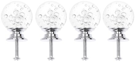 4 Set Single Hole Silver Base Lade Knop Bubble Bal Kast Lade Deurklink Met Schroeven Voor Home Office (wit, 1 Schroef, 4
