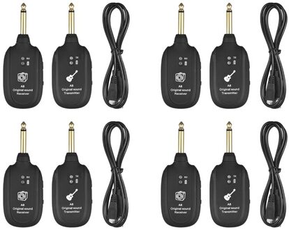 4 Set Uhf Guitar Wireless System Zender Ontvanger Ingebouwde Oplaadbare Draadloze Gitaar Zender
