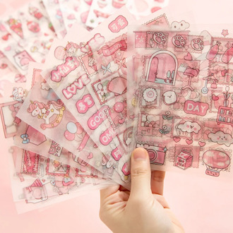 4 Sheets / Bag Pink Princess Strawberry Sakura Peach Diary Decorative Stickers DIY Sealing Paste Stickers