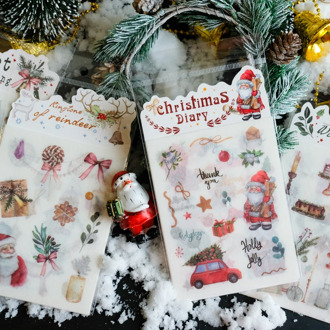 4 sheets/pack Christmas Label Decoration School Stationery Scrapbooking Planner Sticker Cute Travel Toy Paper Stickers