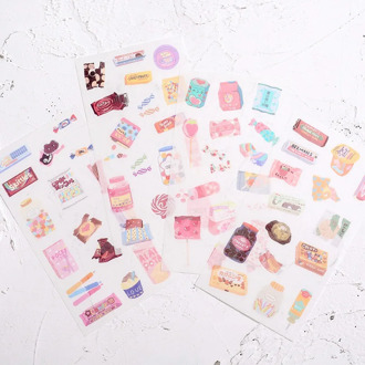 4 Sheets /Pack Sweet Candy & Chocolate Washi Paper Adhesive Diary Decorative Stickers Hand Account Decoration