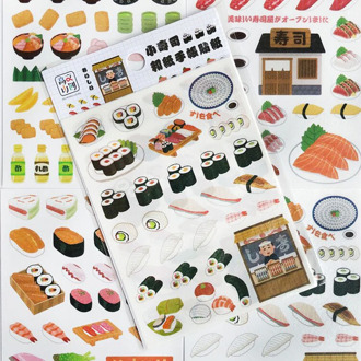 4 Sheets Sushi Japanese Foods Washi Paper Diary Stickers Decorative Album Notebook Decor
