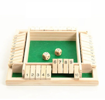 4 Sided 10 Numbers Shut The Box Board Game Wooden Mathematic Traditional Pub Board Dice Game Family Travel Fun Game Set Dropship