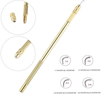 4 Size Ventileren Naald (1-1,1-2,2-3,3-4)& 1 Messing Houder Voor Maken Kant Pruik/Sluiting/Toupet Ventileren Naald Netto Naald