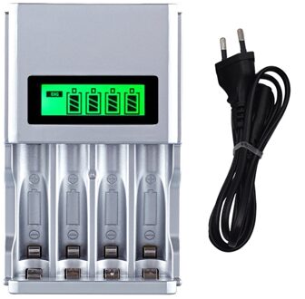 4 Slots Lcd-scherm Smart Intelligente Batterijlader Voor Aa/Aaa Nicd Nimh Oplaadbare Batterijen Eu Plug #8175