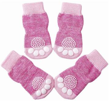 4 Sokken/Set Leuke Puppy Hond Schoenen Anti-Slip Gebreide Sokken Chihuahua Poot Schoenen Laarzen Indoor Anti Honden kleine P Voor Winter Kat We A2J1