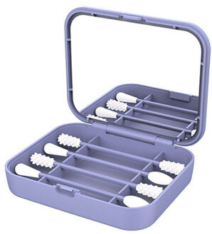 4 Stk/doos Herbruikbare Wattenstaafje Oor Schoonmaken Cosmetische Siliconen Knoppen Swabs Sticks Tweekoppige Wimper Borstels Wattenstaafje Cleaning Up blauw